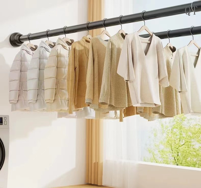 New Design Premium cover for clothes rail transparent clothe display rack and metal clothes rail double pole coat rack freestand