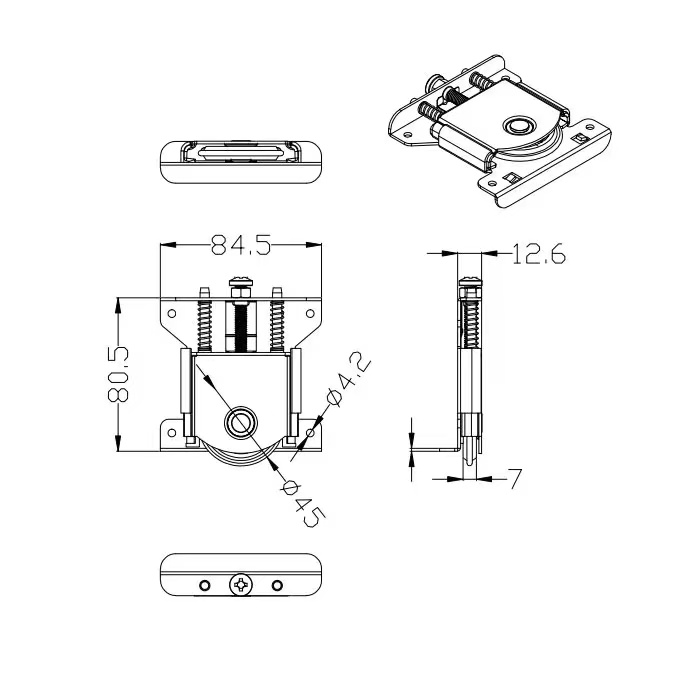 New Design shock absorption sliding gate track roller wheel and 2 curved sliding gate track and slide gate caster wheel